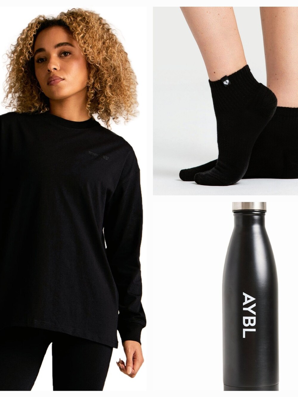 Women's Best NWT Long Sleeve Shirt Bundle + AYBL Water Bottle + Quarter Socks |
